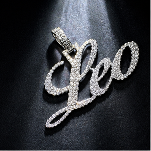 925 <b>Silver</b> Gold Plated Personalized Cursive Script Bling Pave Nameplate <b>Necklace</b> Moissanite Custom Pendants Anniversary Charms - Product Image 6