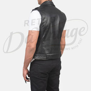 Gilet de motard personnalisé en cuir véritable pour homme, sans manches, avec ceinture, coupe ajustée, style punk rock, veste sans manches, vêtement d'extérieur - Product Image 2