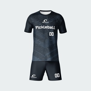 Conjunto de Camiseta y Pantalones Cortos de Pickleball Unisex, Ropa Deportiva Sublimada que Absorbe la Humedad, Azul y Blanco, Corte Regular para Adultos - Product Image 5