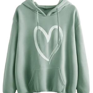Trending Light Green Girls Hoody 100% Material puro con estampado de acento único Ropa de invierno atractiva con capucha cómoda - Product Image 1
