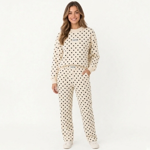 Conjunto de sudadera y pantalones con lunares para mujer, más vendido, informal, con cuello redondo, manga larga, conjunto de dos piezas para mujer - Product Image 2