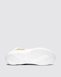 Fabrication sur mesure de chaussures de boxe Fly, 100% cuir véritable de qualité supérieure, blanches et dorées, légères, pour la boxe. - Product Image 6