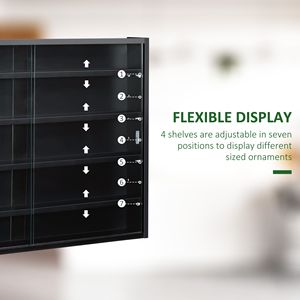 Vetrina da Parete a 5 Ripiani in Vetro Nero con 2 Ante in Vetro e 4 Ripiani Regolabili - Product Image 5