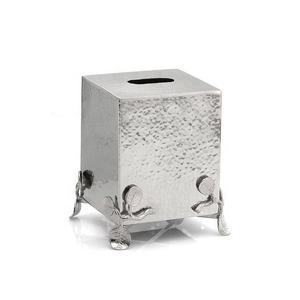 Boîte à mouchoirs en métal argenté à découpes florales pour une décoration coordonnée, disponible au prix de gros - Product Image 4