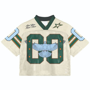 Ventes en gros de t-shirts de football américain personnalisés avec logo, streetwear, coupe courte, respirants, en mesh, pour hommes - Product Image 4