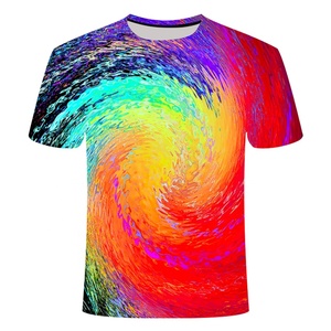 Men's <b>Rainbow</b> Spiral Print Short Sleeve T-Shirt O-Neck Casual Knitted Jersey <b>Top</b> Regular Fit Sublimation Transfer Print - Product Image 1