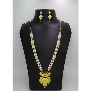 Conjunto de joyería con collar y aretes, chapado en oro, latón puro, diseño indio de alta calidad. - Product Image 5