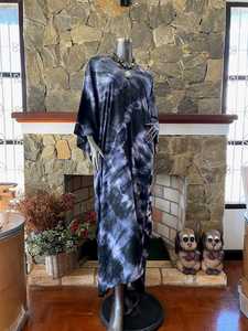 <b>Plus</b> <b>Size</b> Abstract Shibori Tie Dye Rayon Kaftan Dress Relaxed Fit Boho Resort Wear For Women - Product Image 5