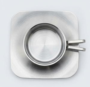 Sustainable with Triangular Handle <b>and</b> Square <b>Saucer</b> Decorative Stainless Steel Tea <b>Coffee</b> <b>Cup</b> <b>Saucer</b> Tea & Espresso Supplies - Product Image 2