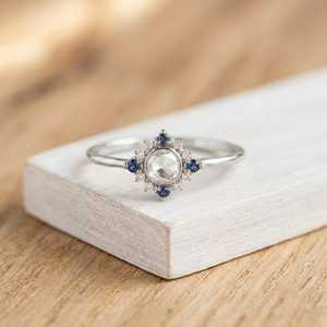 Bague de fiançailles en or massif pur avec diamant de laboratoire 1 carat taille brillant rond certifié IGI couleur E clarté VVS, bijoux fins - Product Image 2