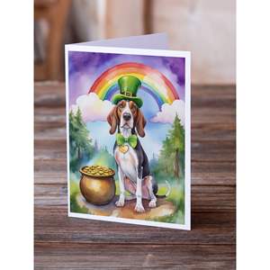 Whimsical A7 Size <b>5x7</b> American English Coonhound St Patrick's Day Greeting Cards Pack 8 Blank Note Cards with <b>Envelopes</b> - Product Image 2