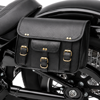 Sacoche de selle de moto en cuir noir, sacoche latérale vintage pour vélo, sac de rangement avec sangles à boucles pour les voyages en moto
