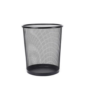 Handmade Black Metal <b>Mesh</b> Waste Basket Round Office Trash Can Decorative <b>Wire</b> Waste Bin for Home Office Bathroom Bedroom Kitchen - Product Image 1
