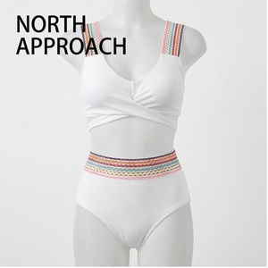 ชุดว่ายน้ำวันพีซสำหรับผู้หญิง NORTH APPROACH แบบผูกคอไขว้ ดีไซน์เก๋ เอวสูง สีพื้น แต่งขอบตัดกัน ผ้าสเตรช - Product Image 1