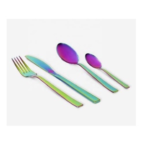 Ensemble de couverts en acier inoxydable de style traditionnel, finition multicolore, polissage miroir, vaisselle de table, ustensiles de cuisine - Product Image 1