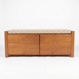 Luxurious Solid Teak Wood End Of Bed <b>Bench</b> With Upholstered <b>Cushion</b> Double Storage Drawers Modern Bedroom Furniture Best Quality - Product Image 5