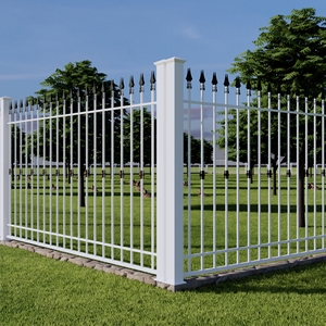 Modern Wrought Iron Fencing Clean Vertical <b>Bars</b> Powder Coated Eco-Friendly for Villas Offices Gardens Contemporary Exteriors - Product Image 4