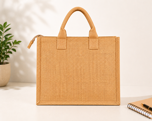 กระเป๋าโท้ทผ้ากระสอบสไตล์มินิมอล พร้อมช่องซิปด้านหน้า PU ขนาด 35x28x10 ซม. ปิดด้วยซิปด้านบน ใช้ได้ทุกวัน กระเป๋าถือสำหรับผู้หญิง - Product Image 6
