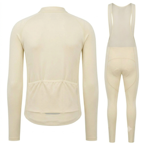 Ensemble de cyclisme personnalisé pour homme, crème, col montant, extensible dans les quatre sens, avec salopette et cuissardes, pour VTT et course, OEM - Product Image 2