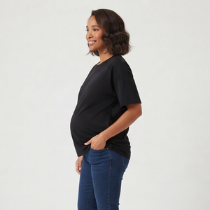 T-shirt d'allaitement pour femme 100 % coton, écologique, respirant, coupe ample, été, maternité - Product Image 2