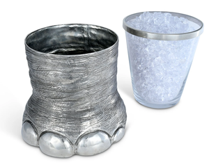 Seau à glace de luxe en aluminium avec pieds d'éléphant et insert en verre amovible, seau à vin et champagne haut de gamme pour bar sur le thème du safari - Product Image 3