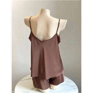 Conjunto de Pijama de Seda Satinada Personalizado para Mujer, Camisola sin Mangas y Pantalones Cortos - Product Image 6