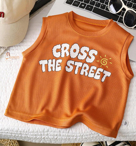 Camisetas de Verano para Niños, Personalizadas, de Alta Calidad, sin Mangas, de Algodón, con Lavado Ácido, Apliques, Bordado Vintage, Ropa Urbana - Product Image 2