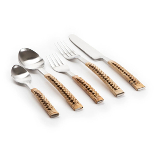 Wholesale Modern Stainless Steel Cutlery Set With Natural Wood Handles Home Kitchen Flatware Spoon <b>Fork</b> <b>Knife</b> Set In Best Price - Product Image 5