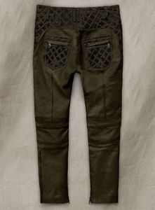 กางเกงหนังสีเขียวมะกอกแบบ Outlaw Burnt - Product Image 6