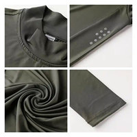 Vente en gros de t-shirts de compression personnalisés unisexes imprimés à séchage rapide, col rond doux, manches longues, haut de fitness respirant