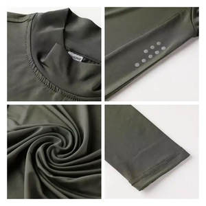 Vente en gros de t-shirts de compression pour hommes personnalisés, à séchage rapide, col rond, manches longues, haut de sport respirant - Product Image 6