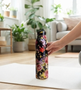 Botella de Agua de Cobre con Estampado Floral Artesanal, Diseño Elegante y Ecológico, Botella para Uso Diario en Cocina, Oficina, Escuela, Picnic, Regalo - Product Image 5