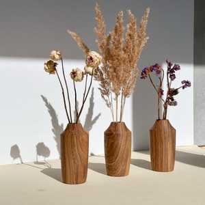 Jarrón de Piso de Madera de Nogal Hecho a Mano, Decoración Moderna y Ecológica para el Hogar, para Flores Secas y Arreglos de Boda - Product Image 6
