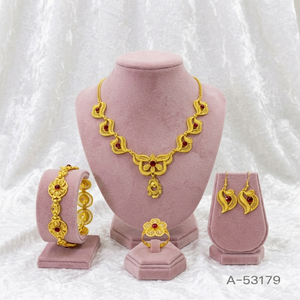 Parure de bijoux élégante pour mariage indien, collier et bracelet plaqués or 24 carats avec zircons de laboratoire, 18 pouces, tendance MOL A-53182 - Product Image 4