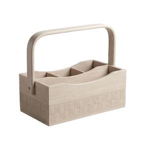 Cesta de Madera Blanca Lavada al Estilo Rústico para Almacenamiento en la Cocina, Cesta de Madera para Almacenamiento y Decoración del Hogar - Product Image 2