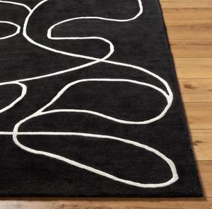 Tapis d'intérieur Flooria noir en laine tuftée à la main, couleur unie, avec envers en latex écologique pour la décoration du salon - Product Image 3