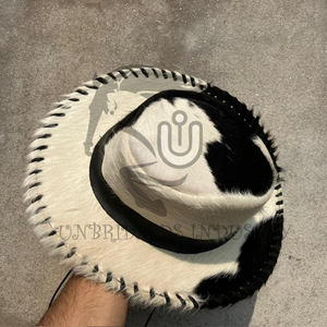 2026 New Cowhide Leather Cowboy <b>Hat</b> Handmade <b>Western</b> Style Hair-on-Hide - Product Image 4
