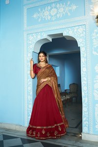 Bridal Wedding Traditional Pakistani Lehenga Choli for Women with Heavy Sequins Premium Slub Silk Quick Dry Chunni All Seasons - Product Image 2
