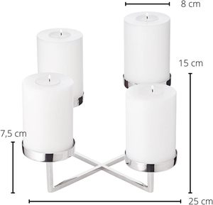 Support de bougie en aluminium argenté Signature Glow à 4 bras, résistant à la chaleur, décoration d'intérieur, candélabre en métal - Product Image 5