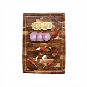 Planche à découper rectangulaire en bois à grain de bois apparent, antidérapante, épaisseur 3,5 cm, compatible lave-vaisselle, collection artisanale THC-2837 - Product Image 2