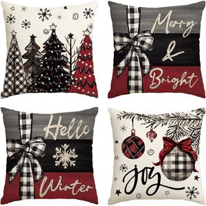 ColorLife Fodere per Cuscini Decorativi 45x45 cm con Alberi di Natale e Scritta 'Merry Christmas', Decorazioni Natalizie - Product Image 2