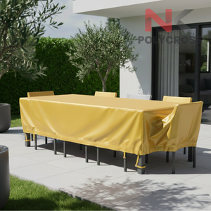 Housse de table d'extérieur enduite de PVC, protection contre le vent, housse de protection pour meubles, housse de table haute densité, résistante aux intempéries, housse de protection pour meubles de patio - Product Image 5