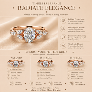 Anillo de compromiso de oro rosa con moissanita de corte ovalado de 1 quilate y diseño floral inspirado en la naturaleza para mujer - Product Image 6