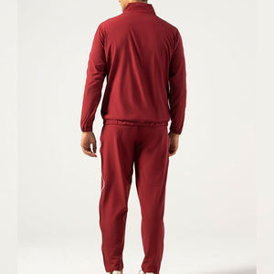 Ensemble de survêtement rouge pour homme, sweat-shirt et pantalon à fermeture éclair intégrale, respirant, coupe classique, vêtements d'automne, couleur unie, matière polyester - Product Image 2