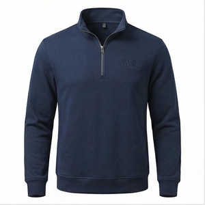 North Approach <b>Men's</b> Quarter <b>Zip</b> Fleece Pullover Navy Regular Fit Casual Sweatshirt Autumn Wear - Product Image 1