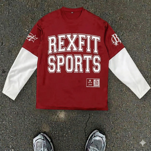 T-shirt à col rond surdimensionné de haute qualité Rexfit Sports avec logo personnalisé, imprimé vintage délavé, tee-shirt tendance pour homme - Product Image 1