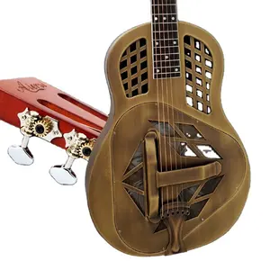 Aiersi Bell Brass Tricone Resonator Gitar, Gitar Bluegrass Terjangkau dengan Tiga Kerucut Logam Kualitas Tinggi