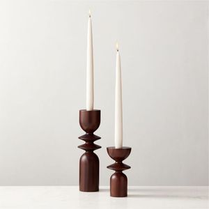 Porte-bougie en bois massif pour table à manger, support décoratif pour bougie en bois fait à la main, porte-bougie en bois pour centre de table de mariage - Product Image 5