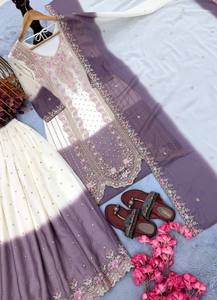 Lanzamiento del Nuevo Conjunto de Fiesta de Diseñador: Top de Georgette Pesado con Estampado de Estrellas, Pantalón Plazzo y Dupatta - Product Image 5