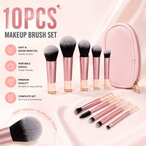 Ensemble <span class=keywords><strong>de</strong></span> 10 <span class=keywords><strong>mini</strong></span>-pinceaux <span class=keywords><strong>de</strong></span> <span class=keywords><strong>maquillage</strong></span> avec logo personnalisé, pinceau à poudre, pinceau à fard à paupières, <span class=keywords><strong>maquillage</strong></span> avec sac, 10 en 1 - Product Image 1